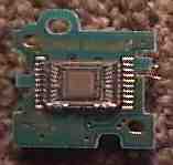 The uncovered CCD cell of the Gameboy Camera camera board.